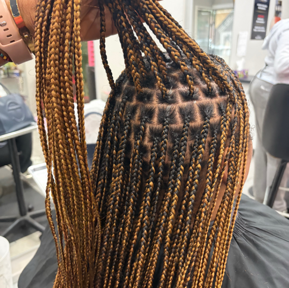 Smedium knotless mid back at ROOTS HAIR By Nene in Philadephia, PA