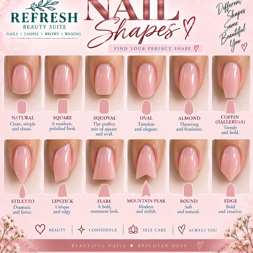 Shape (coffin, stiletto, Almond) at Refresh Beauty Suite in Rock Hill, SC