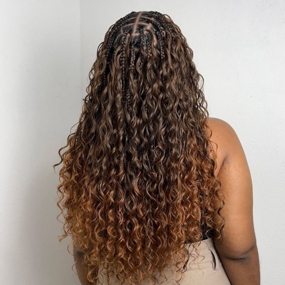 Long Boho Box Braids at Billion Hairs Salon in Kansas City, KS
