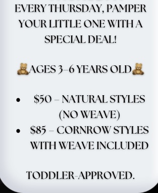 TODDLER THURSDAY at A Daye’s Journei Beauty Bar in DeSoto, TX