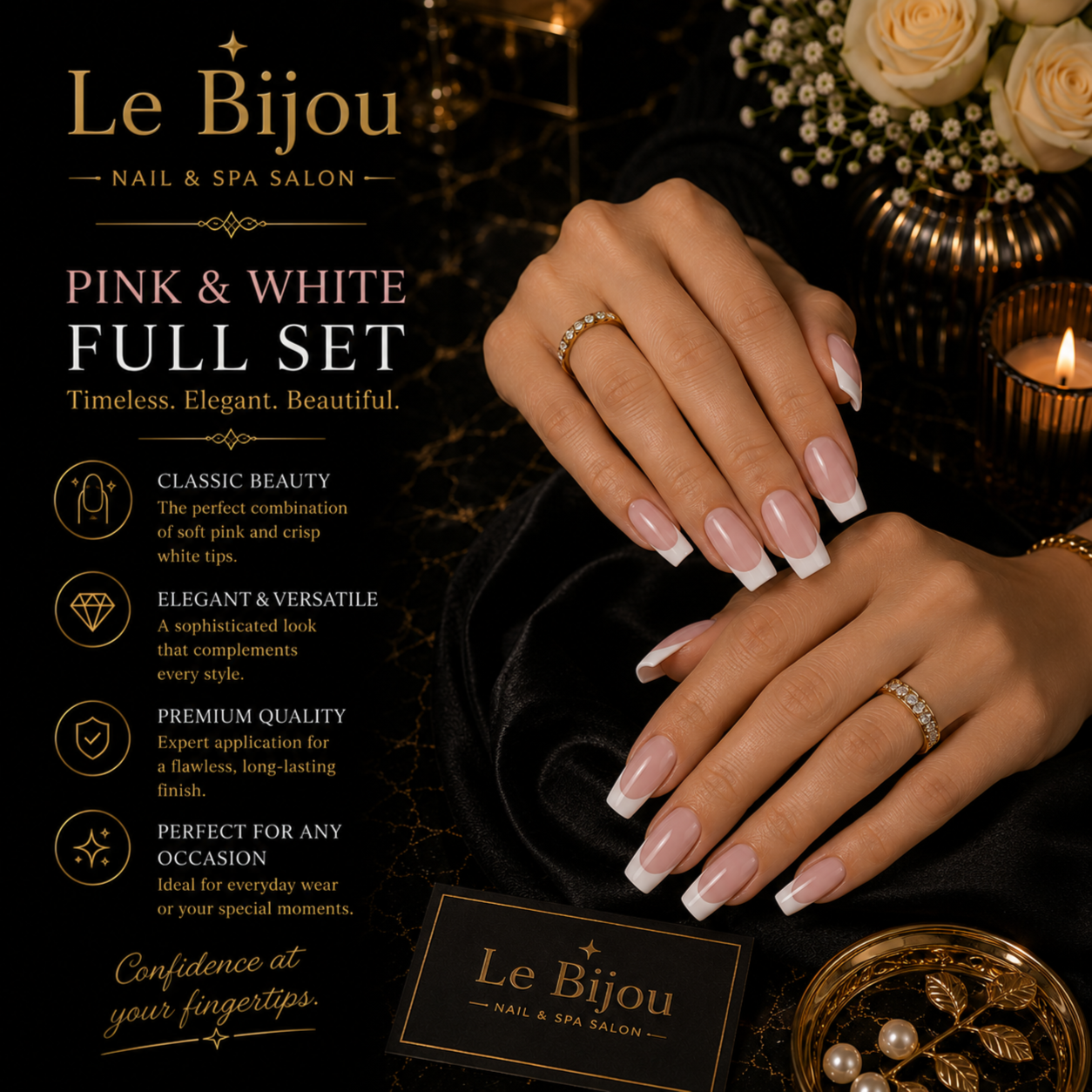 Nails - Pink & White Full Set at Le Bijou Nails and Spa Salon in Houston, TX