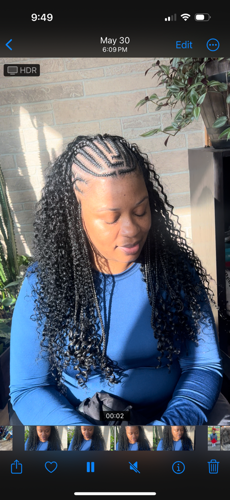 1/2 Med Cornrows 1/2 Sew In