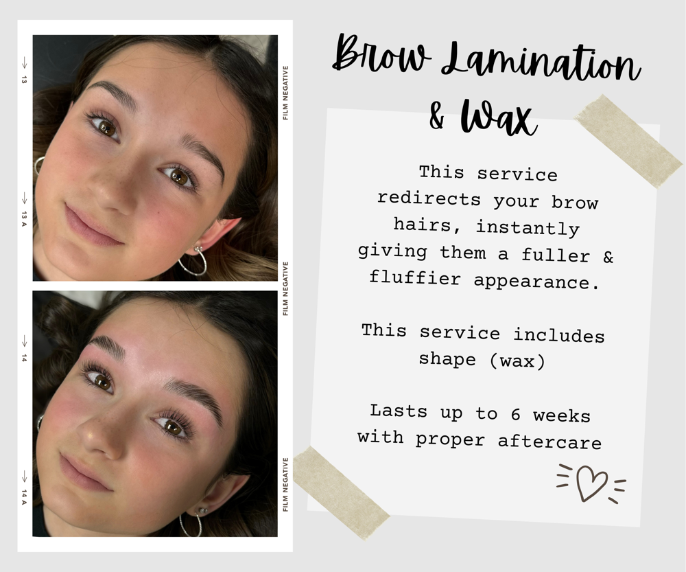 Brow Lamination + Wax (Aaliyah)