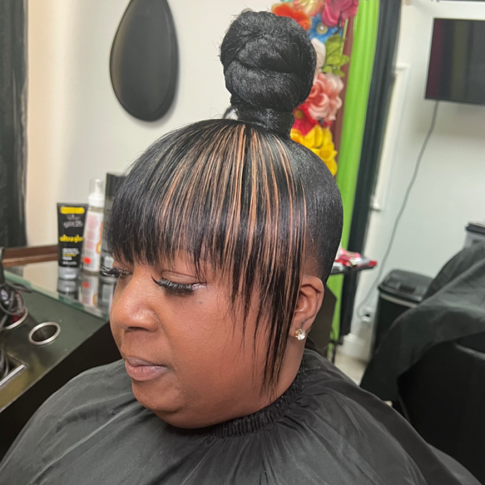 High Knot Bun w/ Bangs(HAIR INCL) at Giftedbeauty360 in Jacksonville, FL