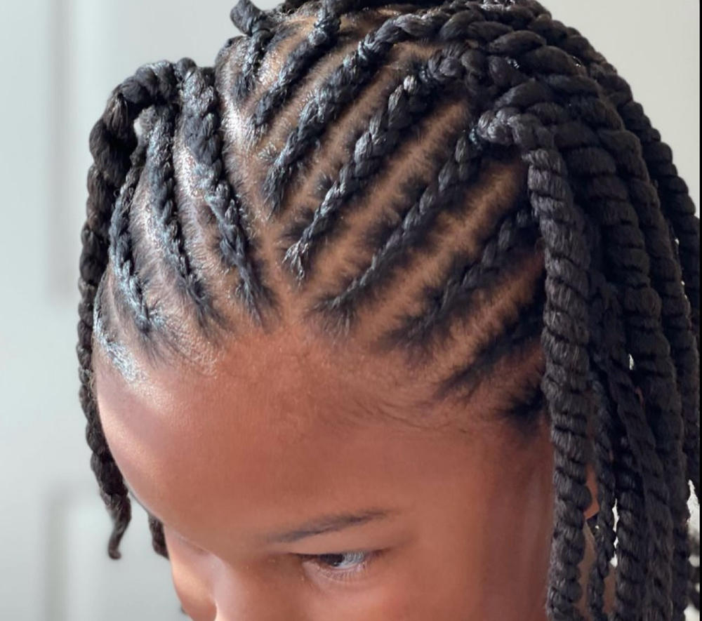 ANGLED BRAIDS & TWISTS at YOLY’S BEAUTY BAR in Berlin, CT