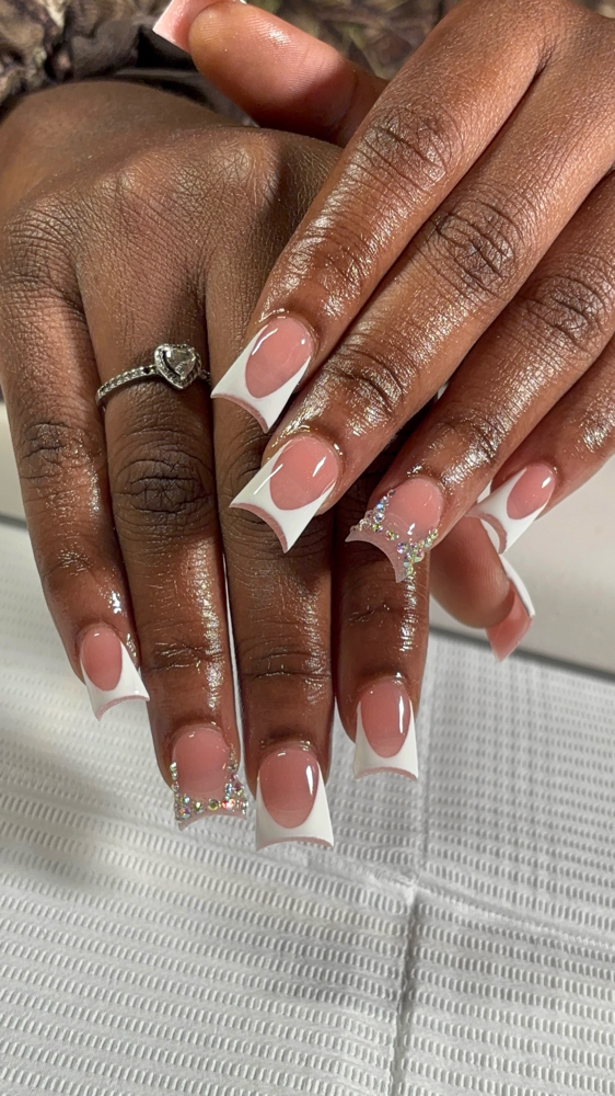 Duck Frenchies With Bling at nailsbymal3iah in Americus, GA