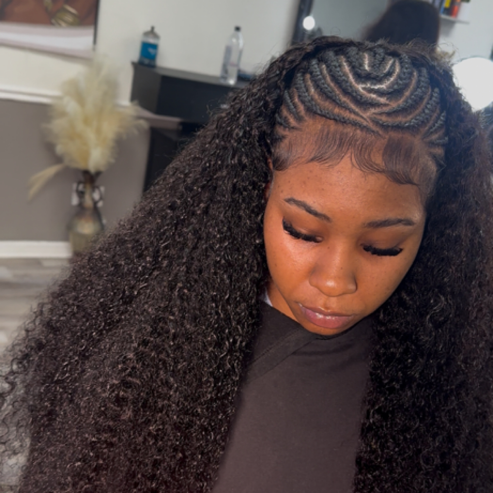 Half Tribal/Fulani Half Quick Weave at Allure Salon in Port St Lucie, FL