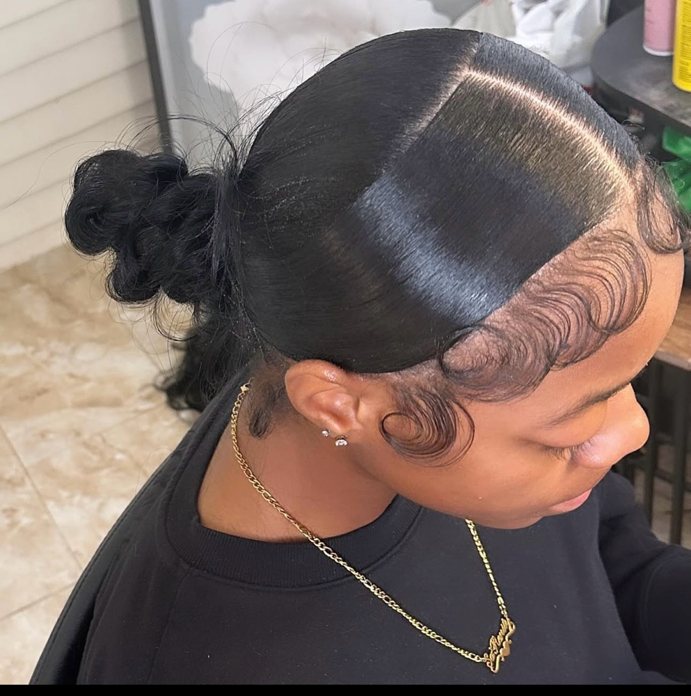 Middle Part Sleek Bun