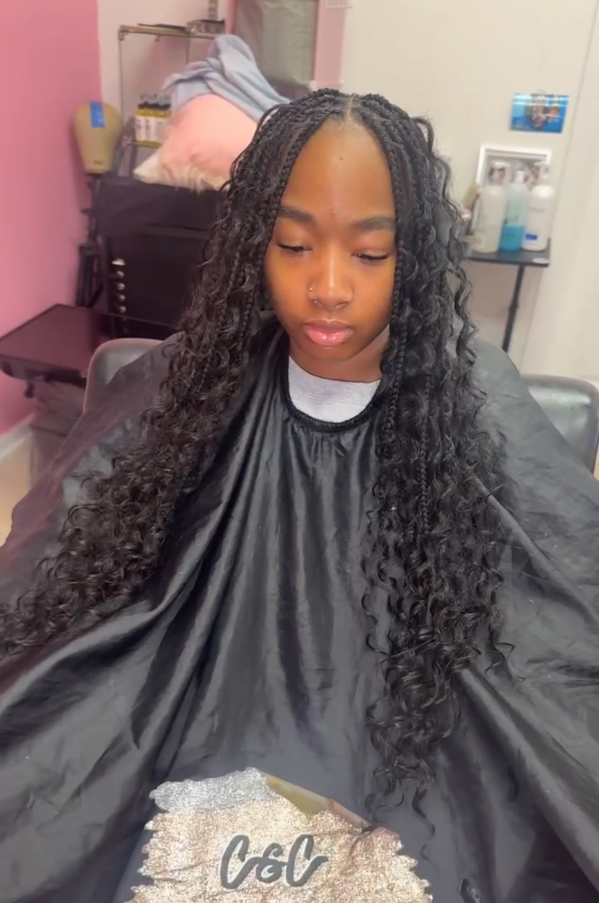 Small Goddess Knotless Braids at C&C Hair Collection in Palos Hills, IL