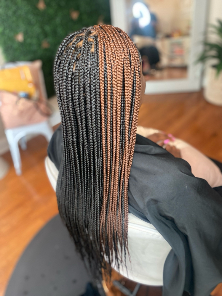 Box Braids: Medium Size Long Length at K.M.H.&S. Braiding in Chicago, IL