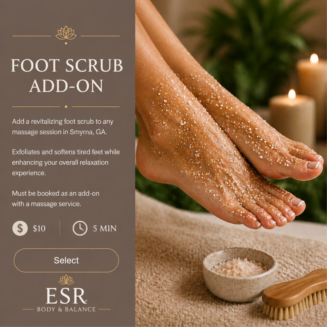 Foot Scrub Add-on at ESR Body & Balance in Smyrna, GA