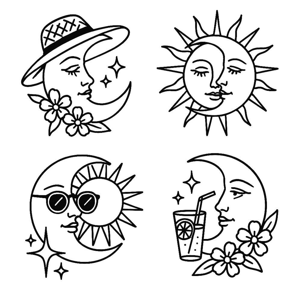 Summer Moon Tattoo Designs
