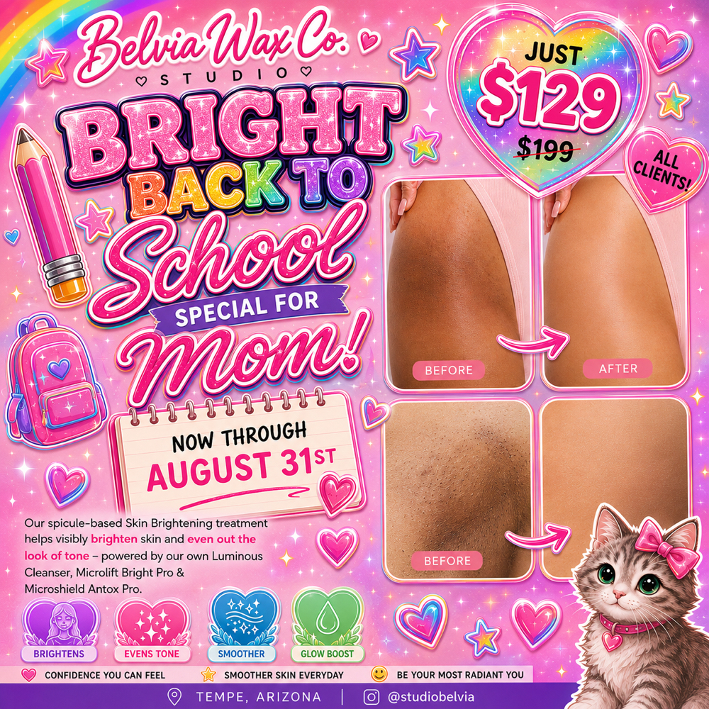 Bright Back To Scool Special 🩷 at Belvia Wax Co. Studio in Tempe, AZ