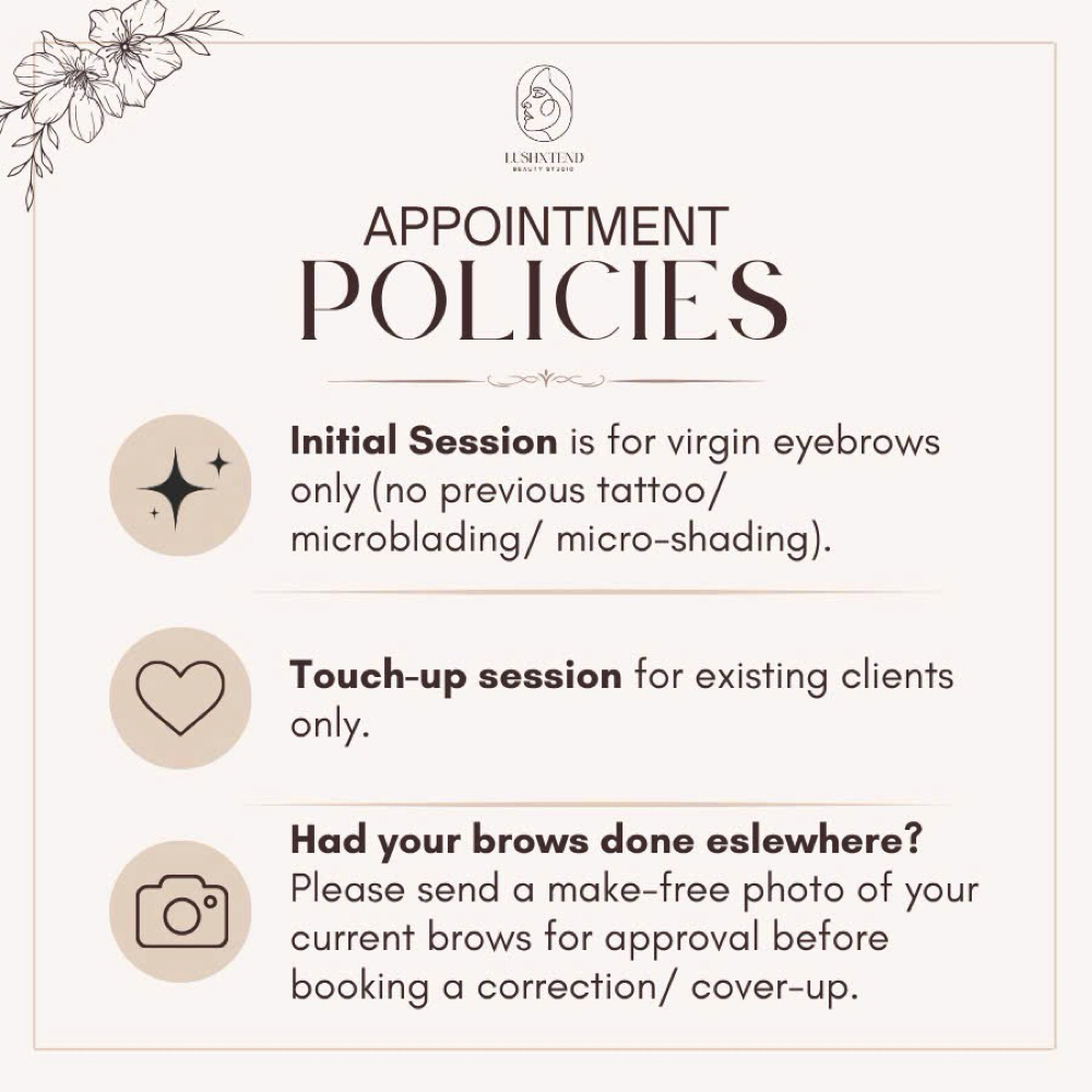APPOINTMENT POLICIES at LUSHXTEND STUDIO in Fort Worth, TX
