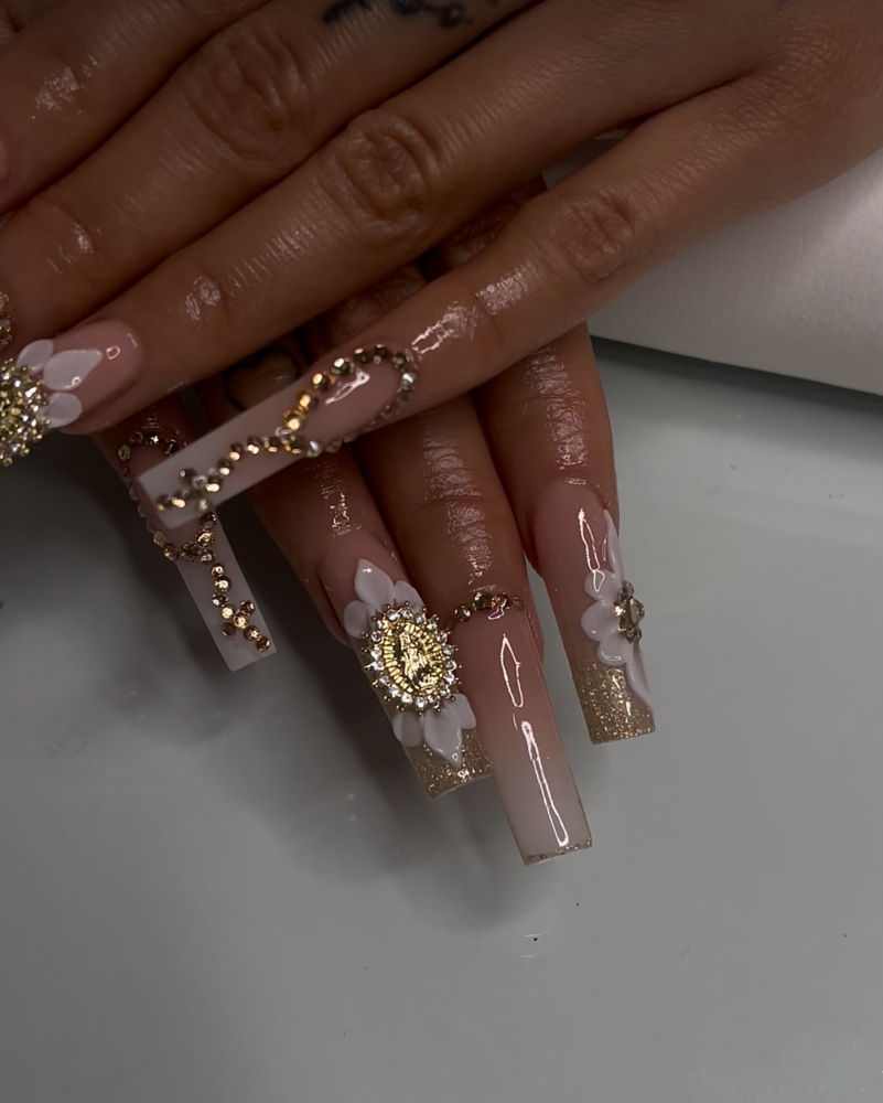 Long Acrylics W Rhinestones/charms