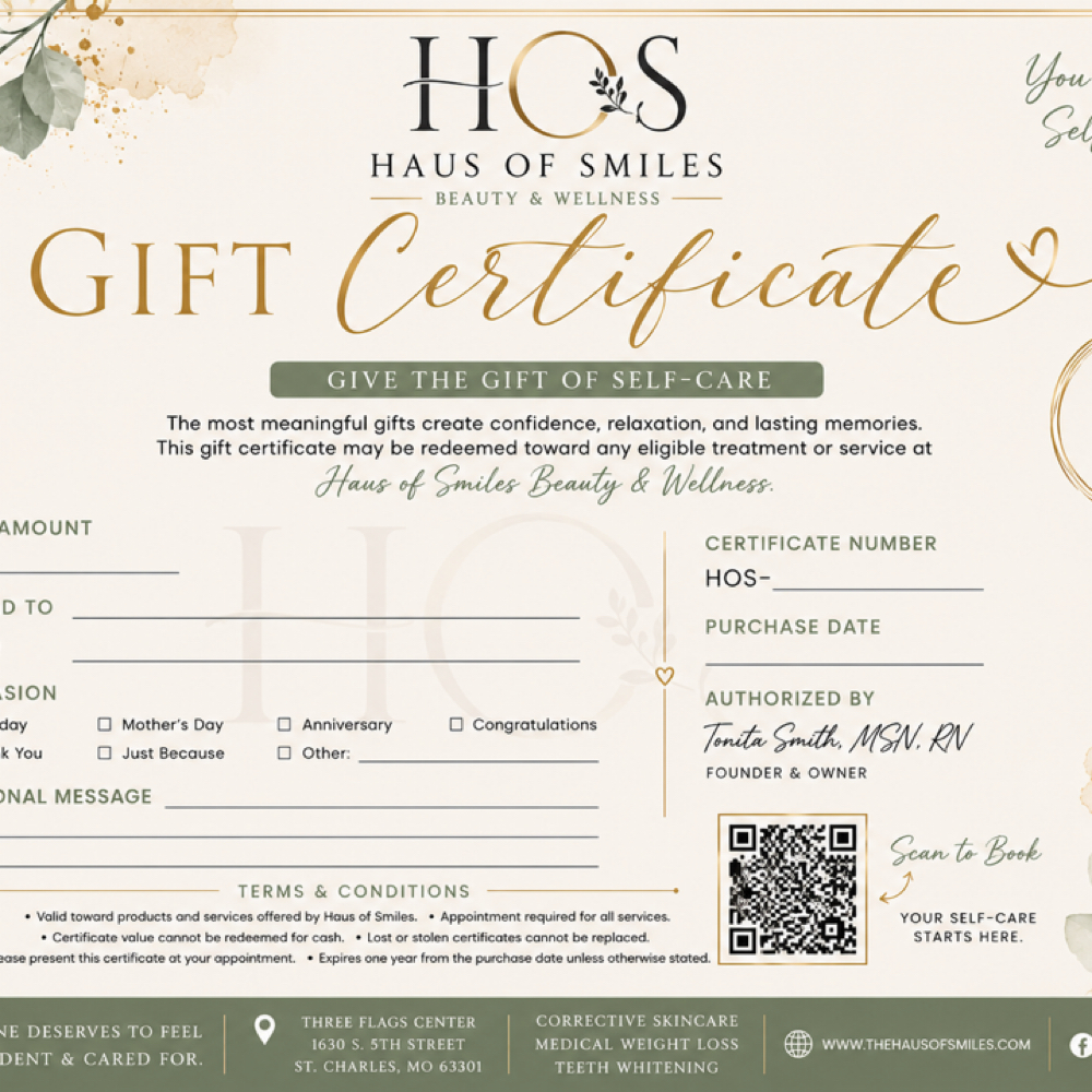 Gift Certificate Redemption at Haus of Smiles in St. Charles, MO