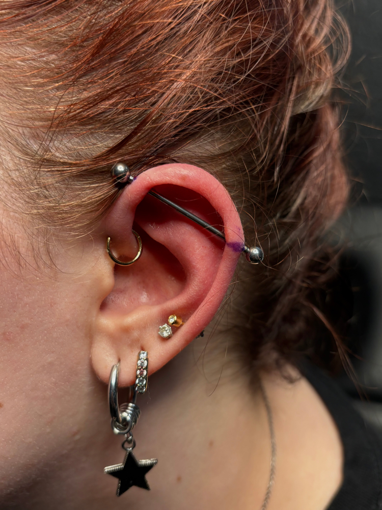 Industrial Piercing at PunkturedByKal in Arlington, TX