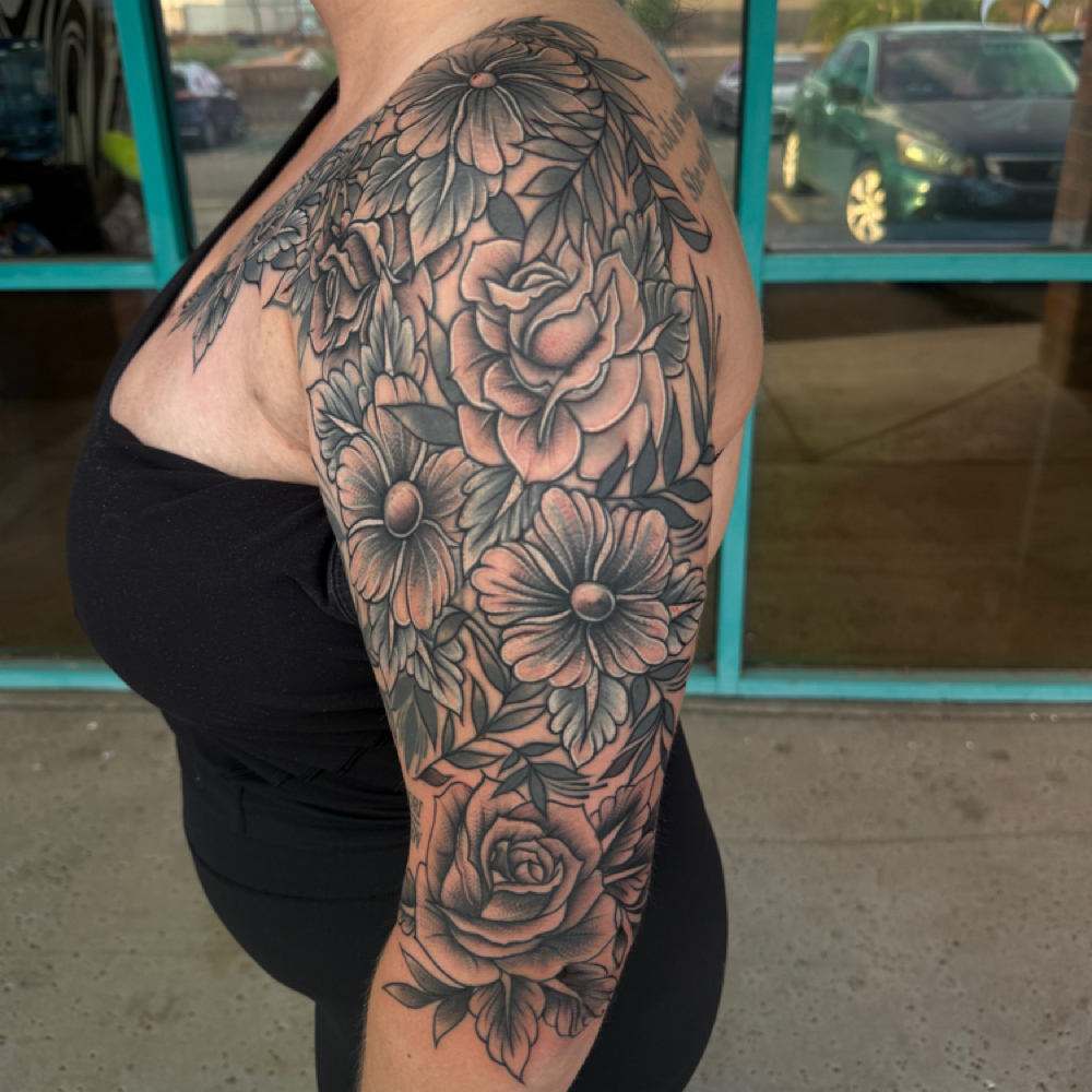 Custom Floral Sleeve at kennastattys in Mesa, AZ
