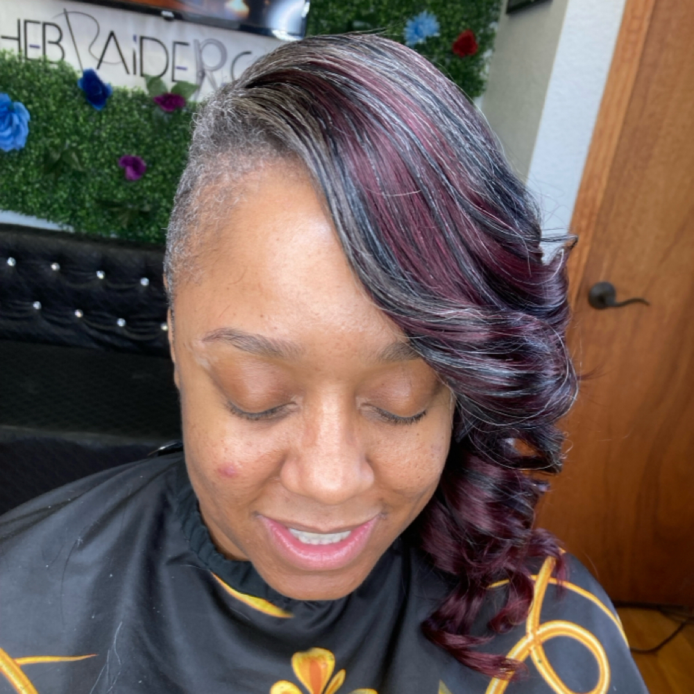 Weave or crochet on shaved sides at TheBraider Hair Academy in Duncanville, TX