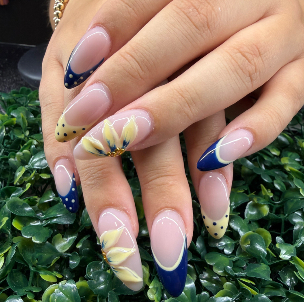 French Tips With Designs at Nails by Mia in Panama City, FL
