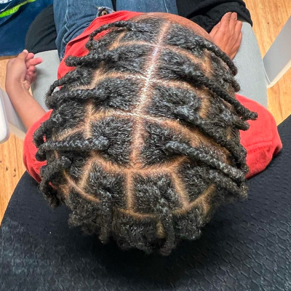 Ments Natural Knotless Braids-med at Blended Edge Salon in Great Falls, MT
