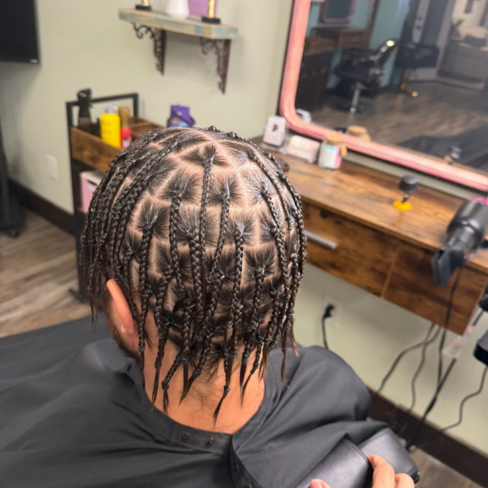 Mens Natural Knotless Braids-med at Blended Edge Salon in Great Falls, MT