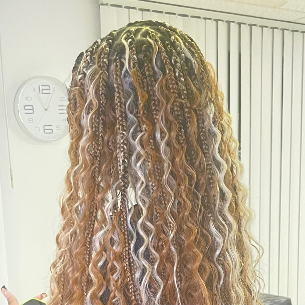 Boho Knotless Braids (Med) at Braidsbyrhema Hair Therapy in Tucker, GA