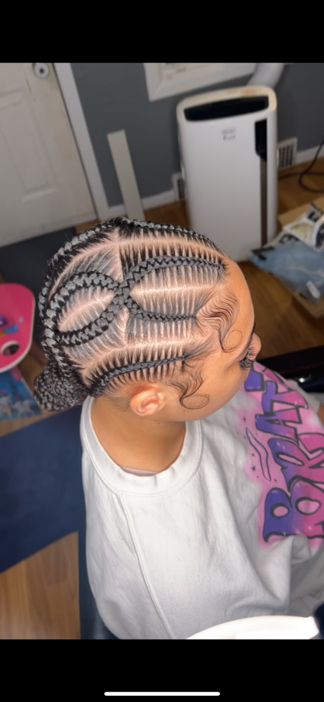 6 Extension Stitch Braids W/ Design