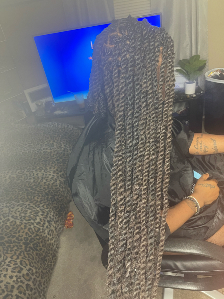 Waist+ Length Twists over Locs