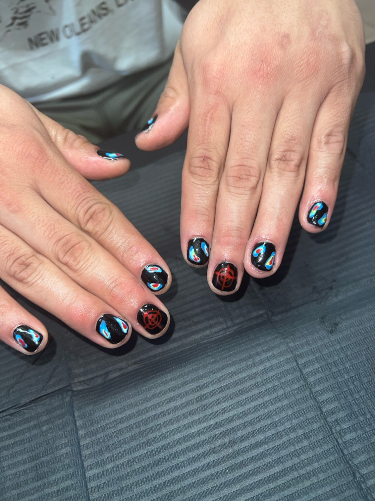 Basic manicure with designs