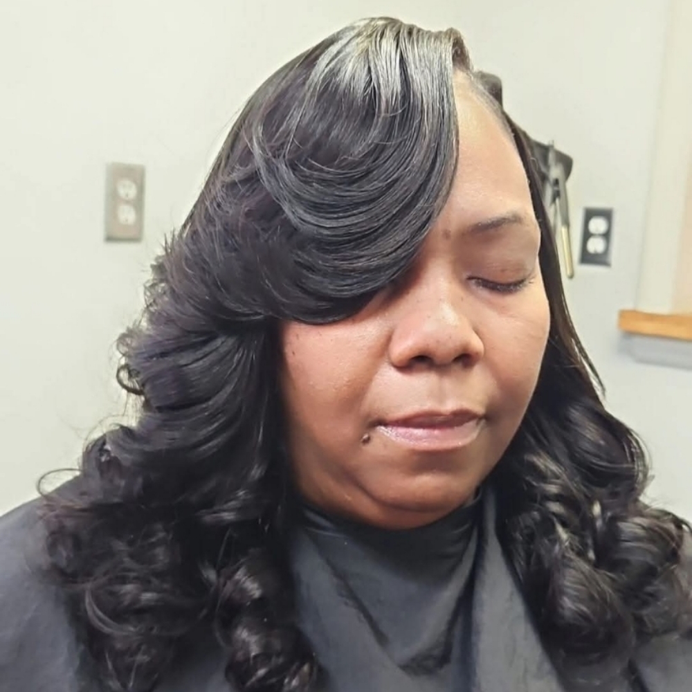 Quickweave Long w/feathered Bangs at Leandrea's in Chesterfield, VA