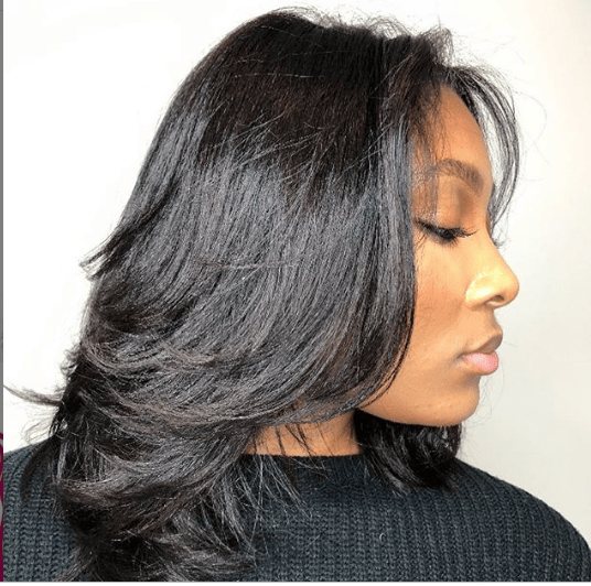 Silk Press With Layered Cut