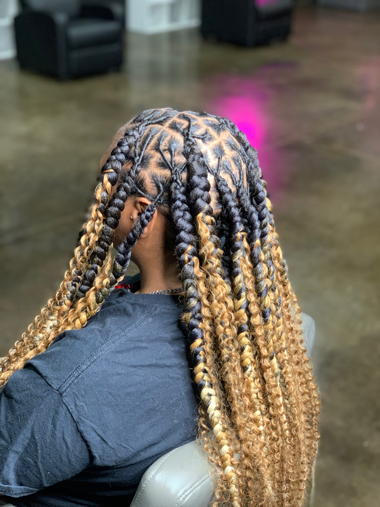 Boho Knotless Braids Over Locs