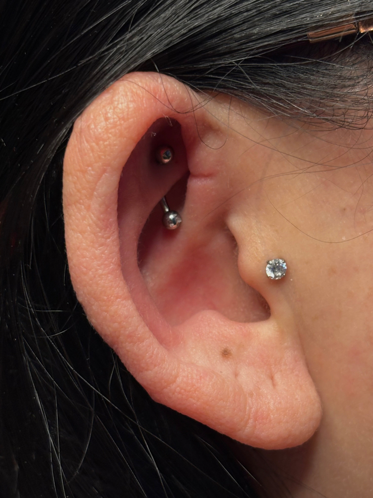 Rook Piercing at PunkturedByKal in Arlington, TX