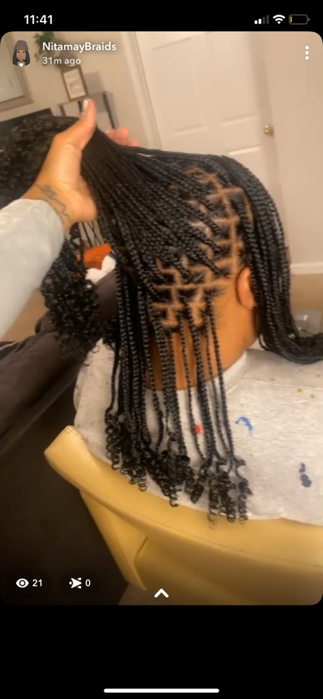 Small Shoulder Knotless Curly Ends at NitaMay Braids in Cartersville, GA