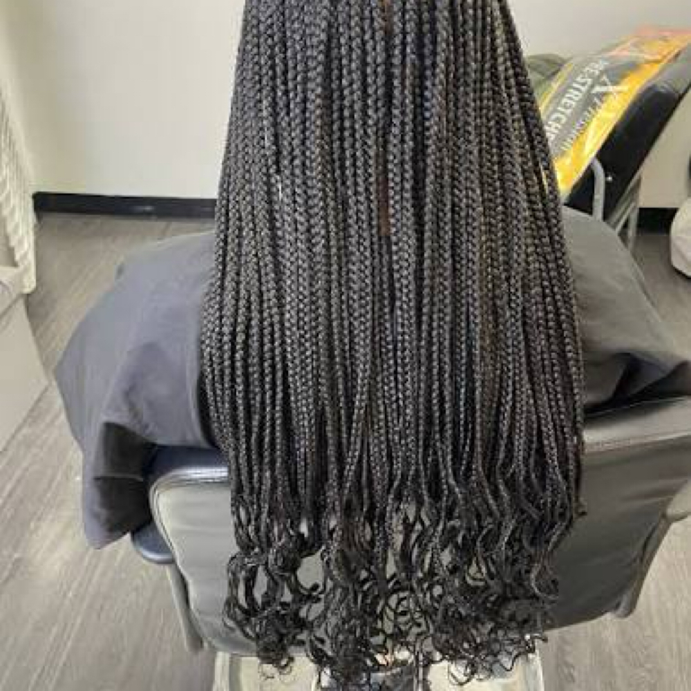 Curly End Box Braids at Moèt’s Touch in Scotia, NY