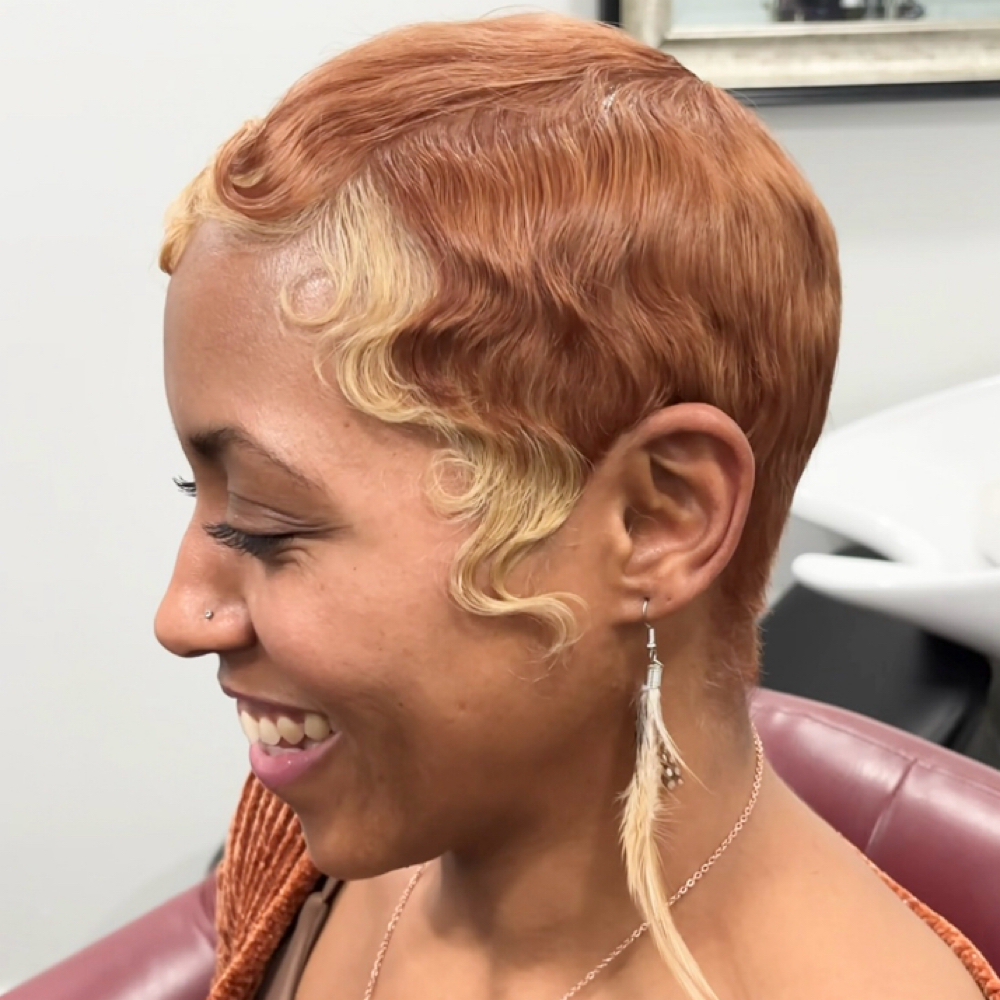 (Alopecia) Cut + Color Camo 1 at Salon Boujie | Precision Pixie Cuts in Philadelphia, PA