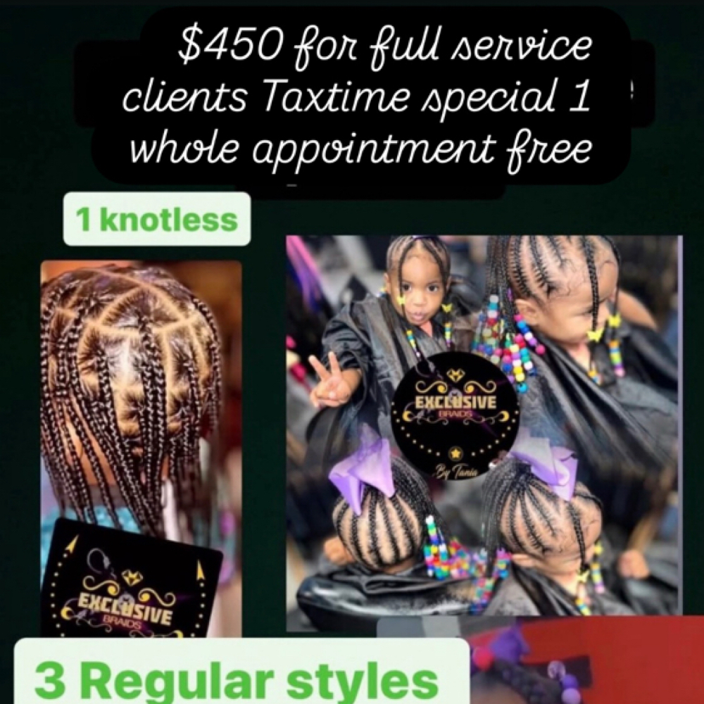 Tax Time Special 4  Full Service at Exclusive braids & Hair Care in Highland Park, MI