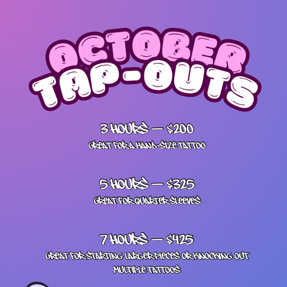 October Tap Outs! at Velvet Muse Tattoo in Charlotte, NC