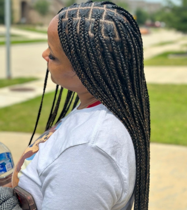 Medium Knotless Braids at C&C Hair Collection in Palos Hills, IL