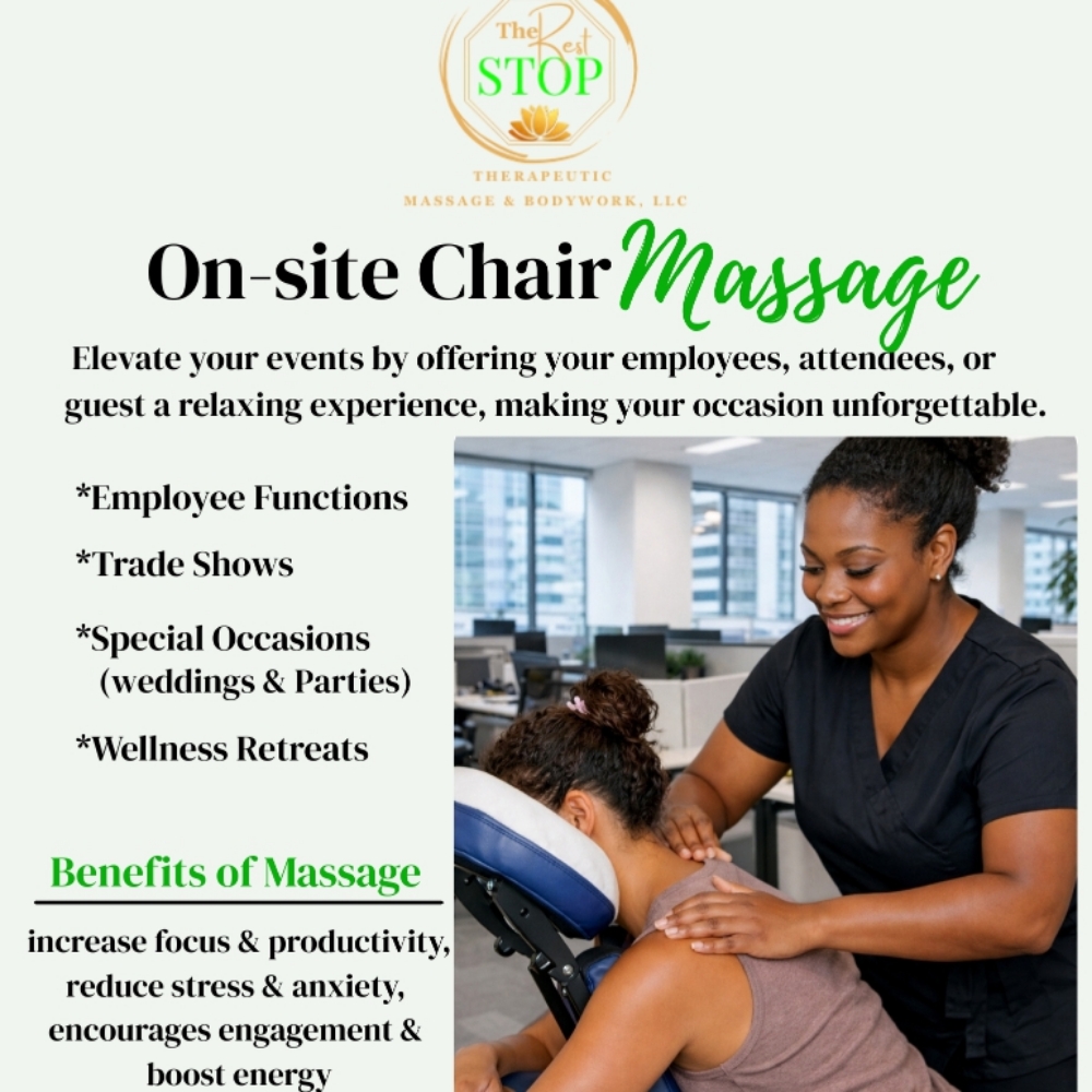 Corporate/Event Chair Massage at The Rest Stop Therapeutic Massage & Bodywork in Ellicott City, MD