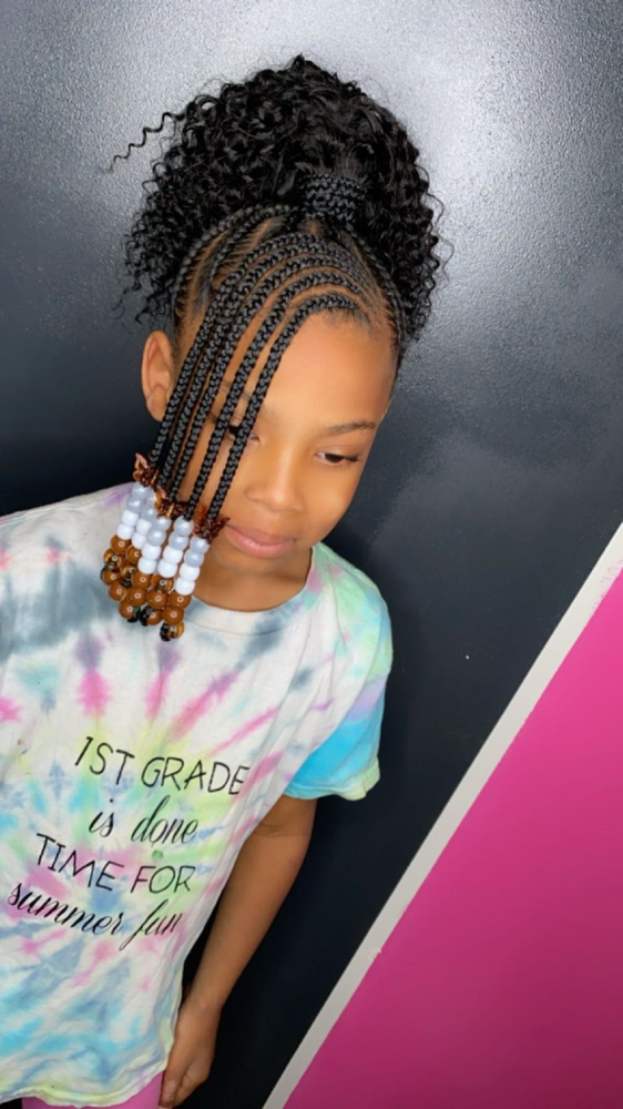 Kids Stitch Bun With Braid Bang