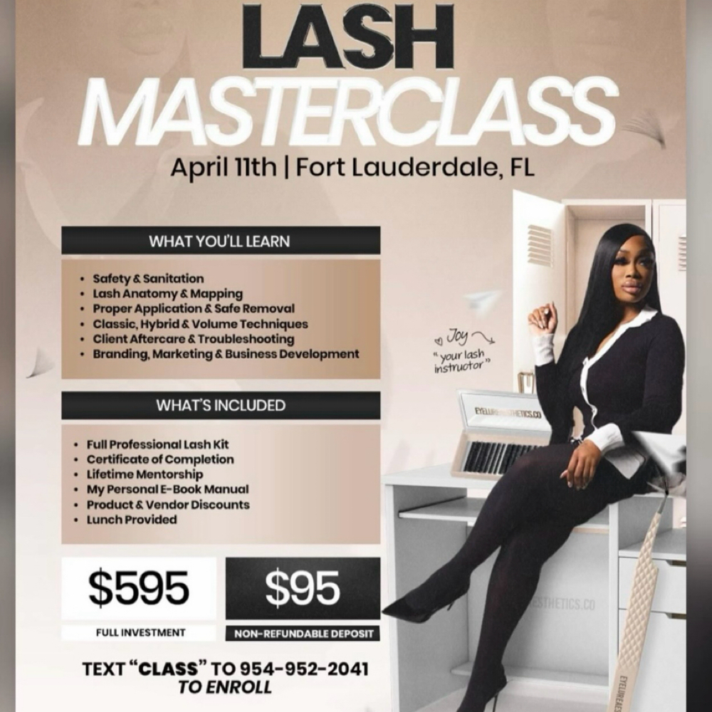 Beginner MasterClass “Tell ALL!” at Eyelure Aesthetics & Company in Plantation, FL