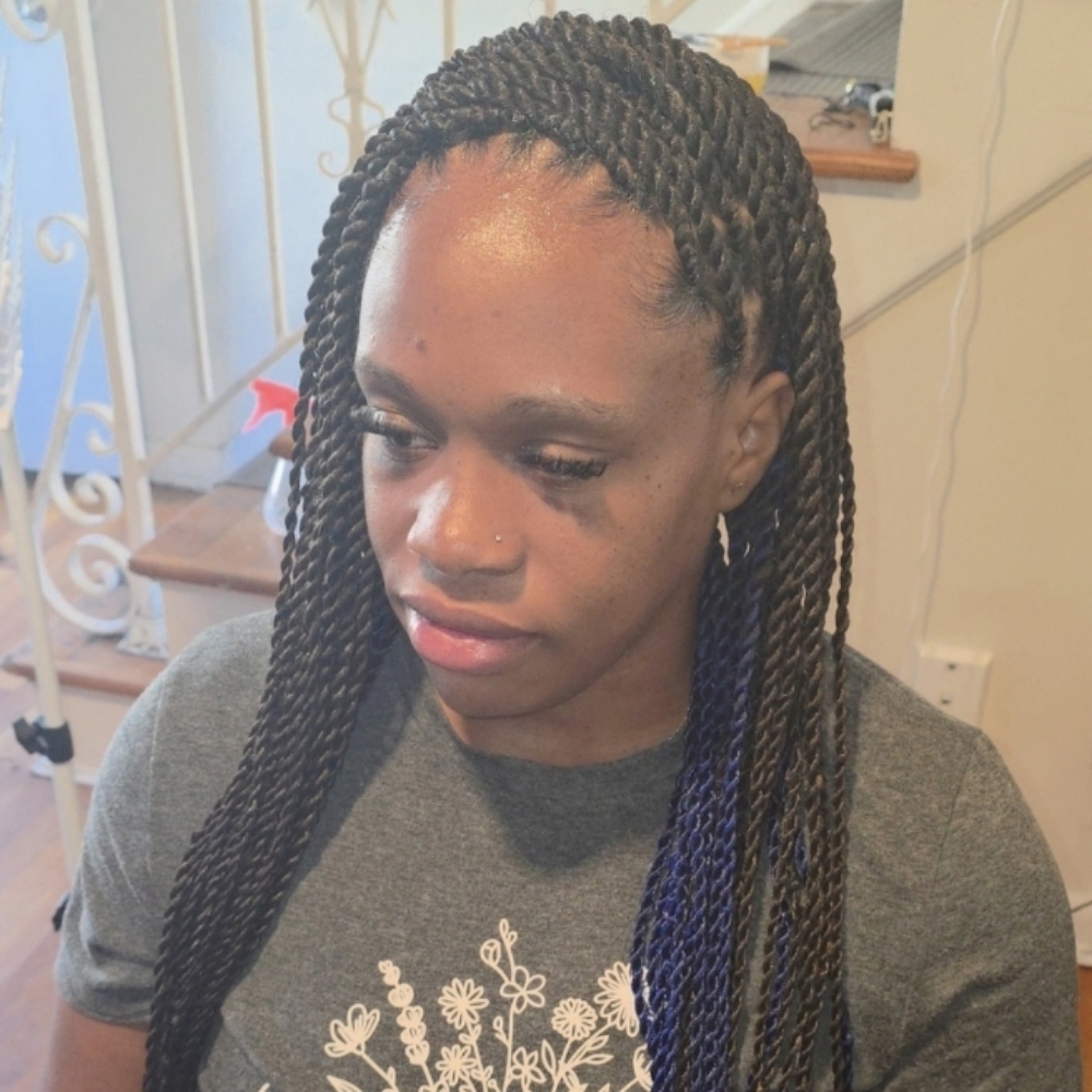 Medium Knotless Twists at Ms K Hair Braiding in Cincinnati, OH