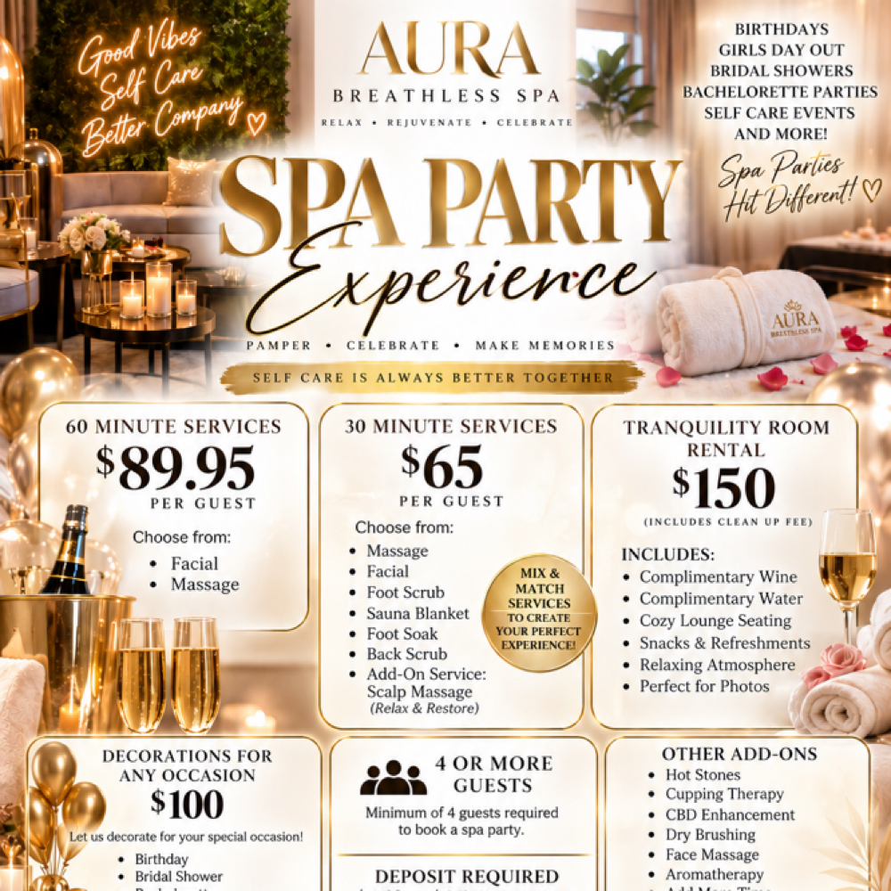 Spa Party at Aura Breathless Spa in Farmington, MI