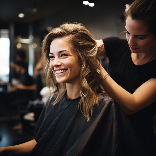 Blow dry style with color service
