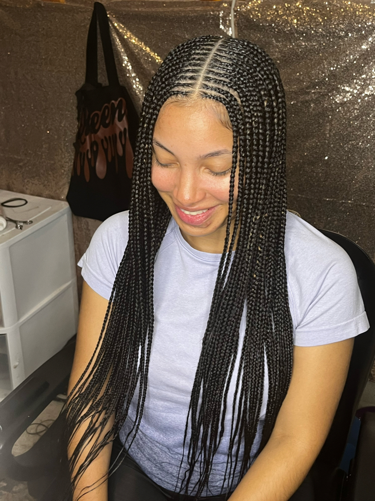 Middle Part Tribal Braids Waist