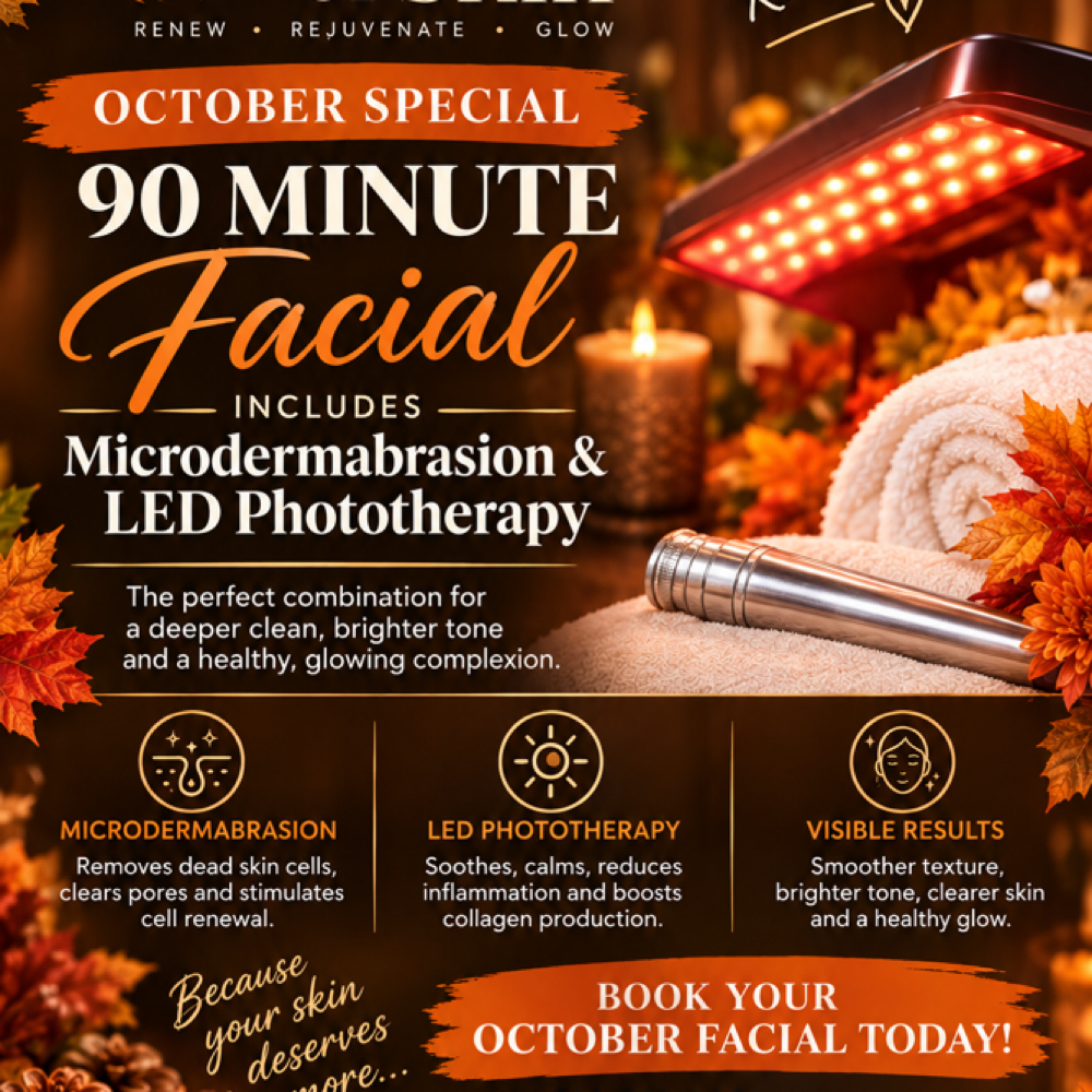 90 Minute Facial •October Promotion at Genie of Skin in Mooresville, NC