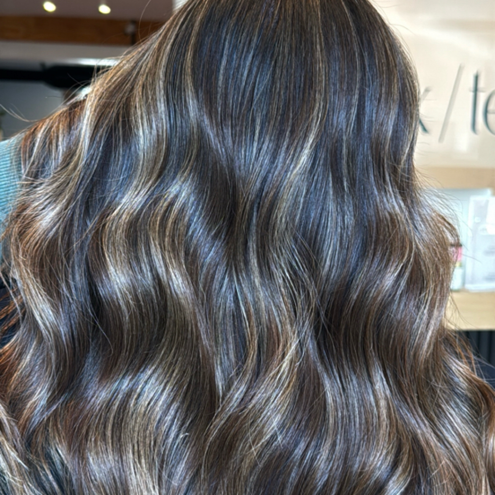 Face Framing Highlight + Haircut at Esencia Hair Studio in Nazareth, PA
