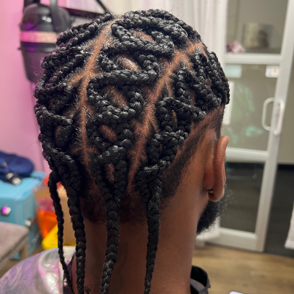 Mens Cornrows w/ Designs at Styles By Kye in Chicago, IL